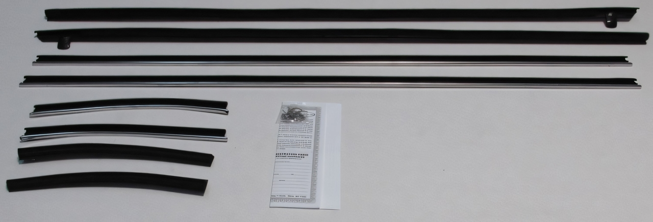 1970 Ford Mustang Window Sweeps Felt Kit for Front Rear Left Right - Black Weatherstrip Kit - 8 Pieces Authentic Design