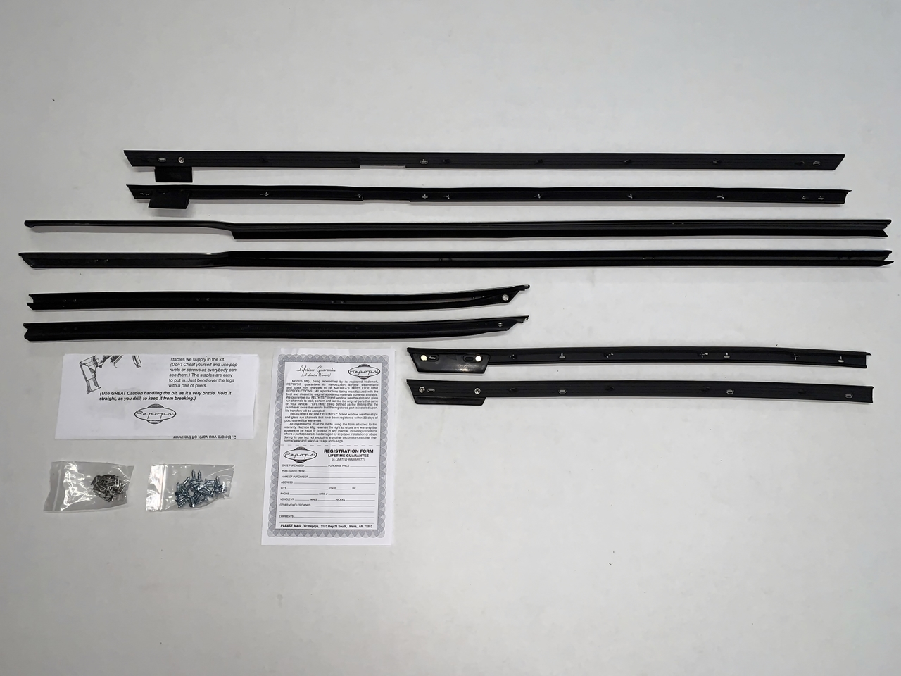 Window Sweeps Felt Kit for Vintage Buick Wildcat Convertible - 8 Piece OEM Made in USA Weatherstrip Set