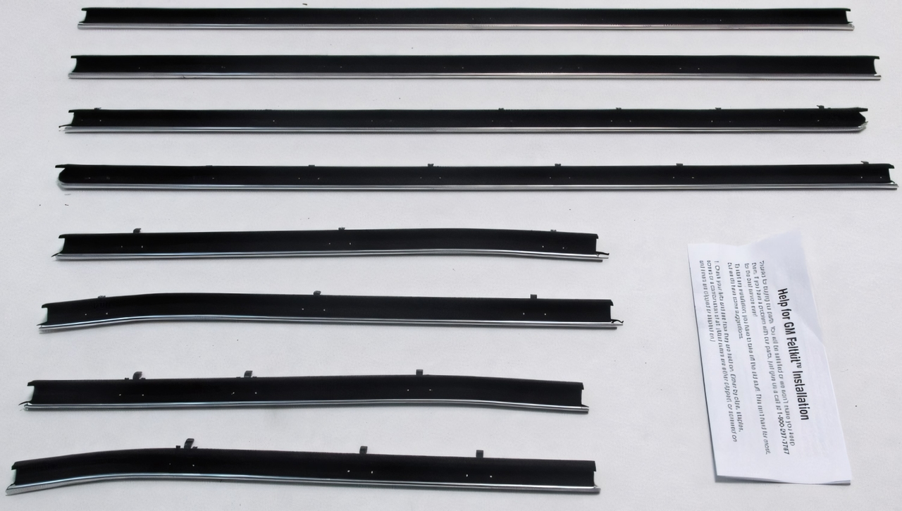 Window Sweeps Felt Kit for 1966-67 Chevrolet Chevelle Convertible - Front, Rear, Left & Right Inner/Outer Weatherstrip Set
