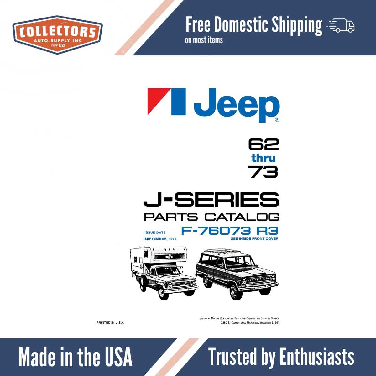 Parts Catalog for 1962-1973 Jeep J-Series, Gladiator, Wagoneer