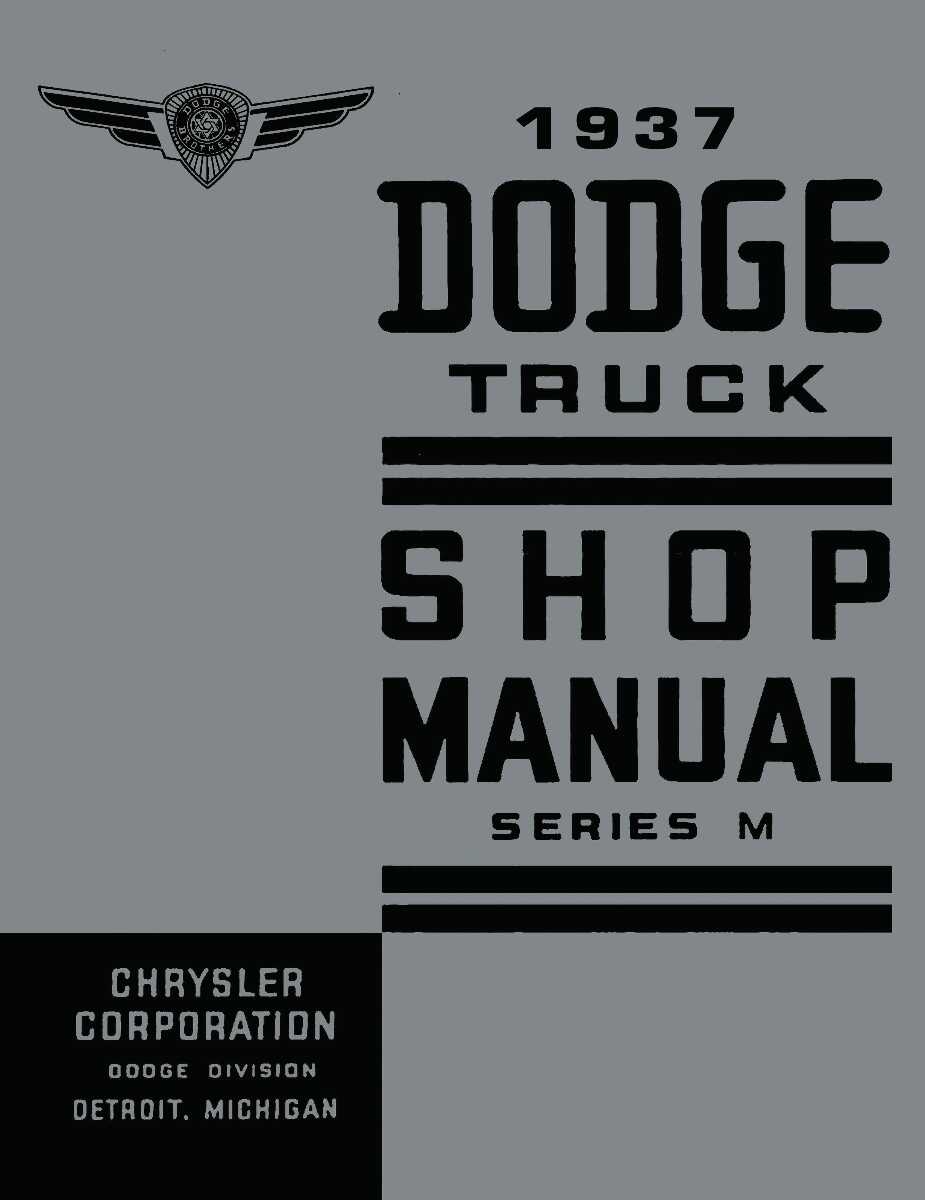 Service Manual for 1937 Dodge Truck M Series