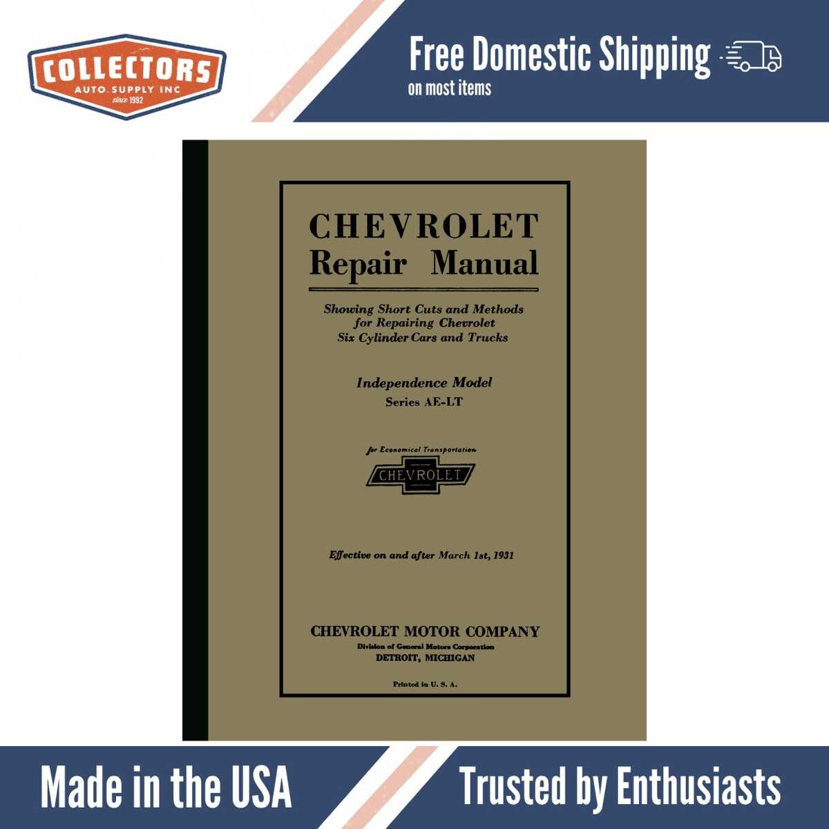Service Manual for 1931 Chevrolet Car, Truck