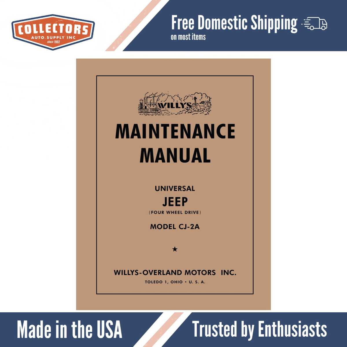 Service Manual for 1945-1949 Jeep Willys CJ-2A