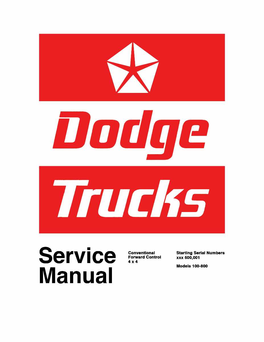 Service Manual for 1972 Dodge Truck 100-800