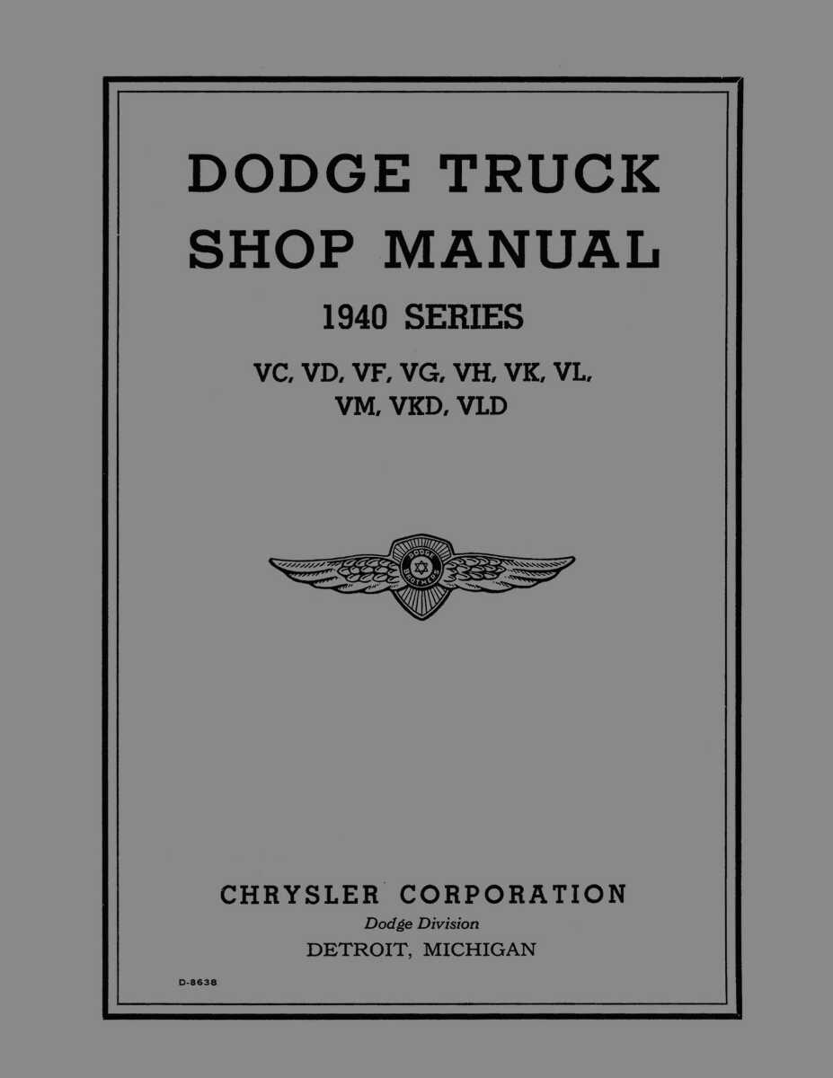 Service Manual for 1940 Dodge Truck