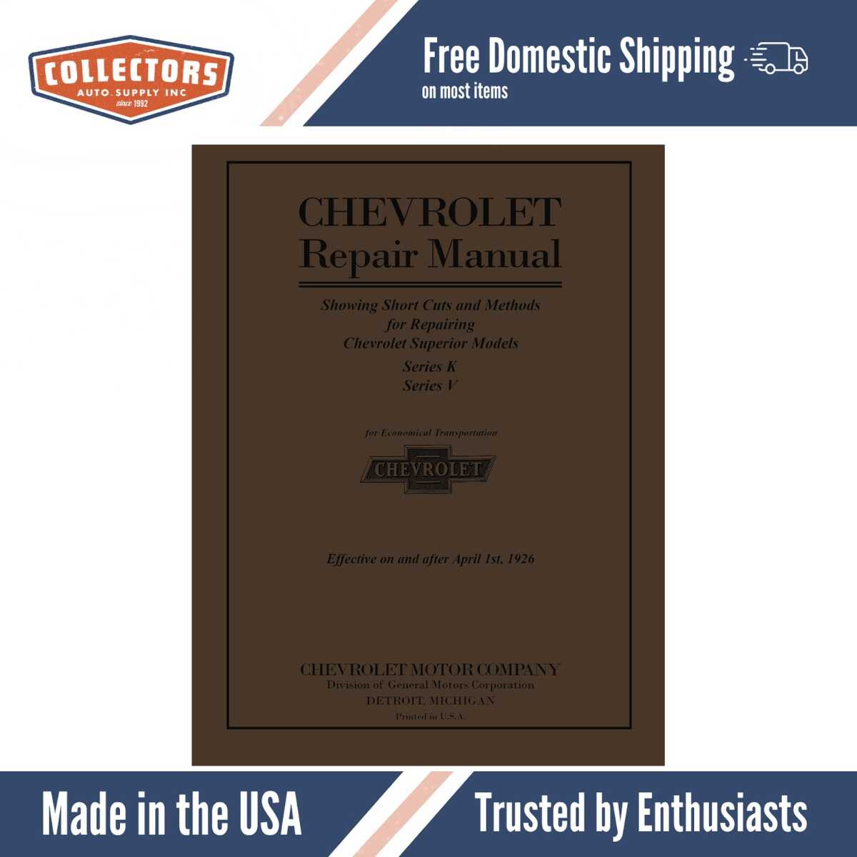 Service Manual for 1925-1926 Chevrolet Car and Truck