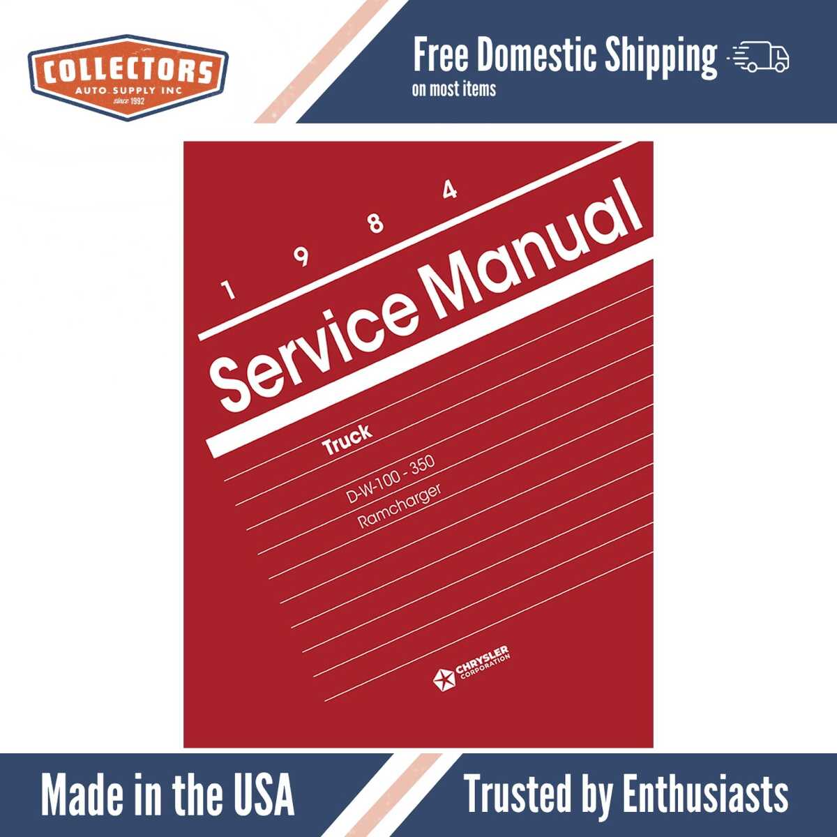 1984 Dodge D/W 100-350 Truck, Ramcharger Shop Manual