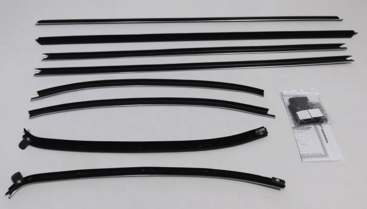 Window Sweeps Felt Kit Belt Line Weatherstrip for 1969 Chevrolet Chevelle Coupe - Front Rear Black Authentic Set of 8 Pieces