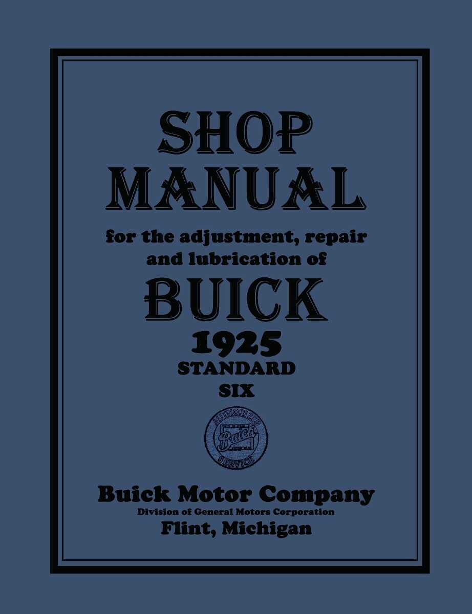 Service Manual for 1925 Buick Standard Six