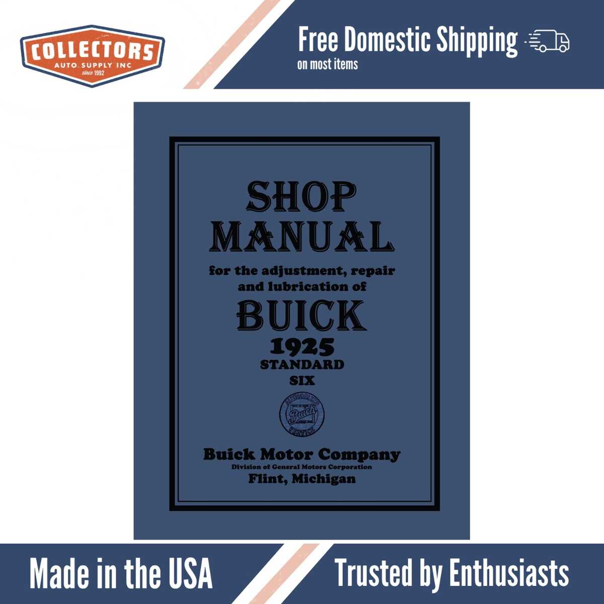 Service Manual for 1925 Buick Standard Six