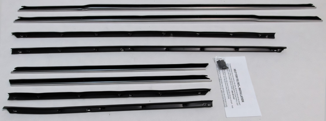 Window Sweeps Felt Kit Belt Line Weatherstrip for 1965 Chevy Impala Convertible Black Front Rear - Replacement Seal Set