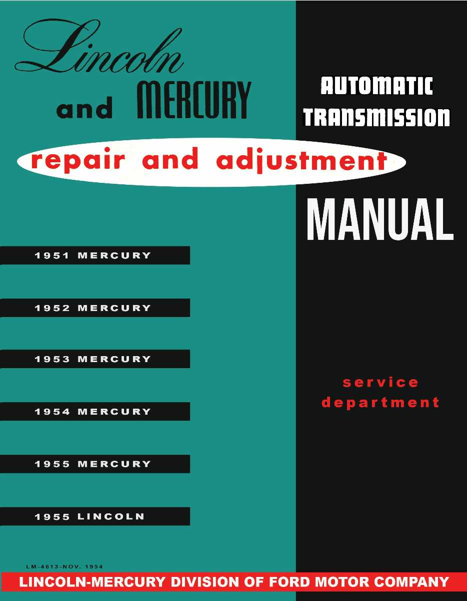Transmission Service Manual for 1951-1955 Lincoln, Mercury