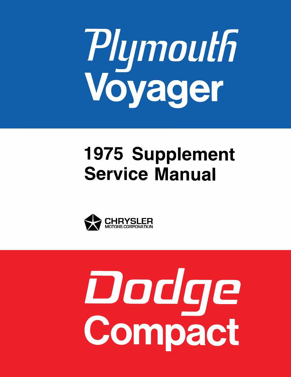 Service Manual for 1975 Plymouth Voyager, Dodge Compact Van