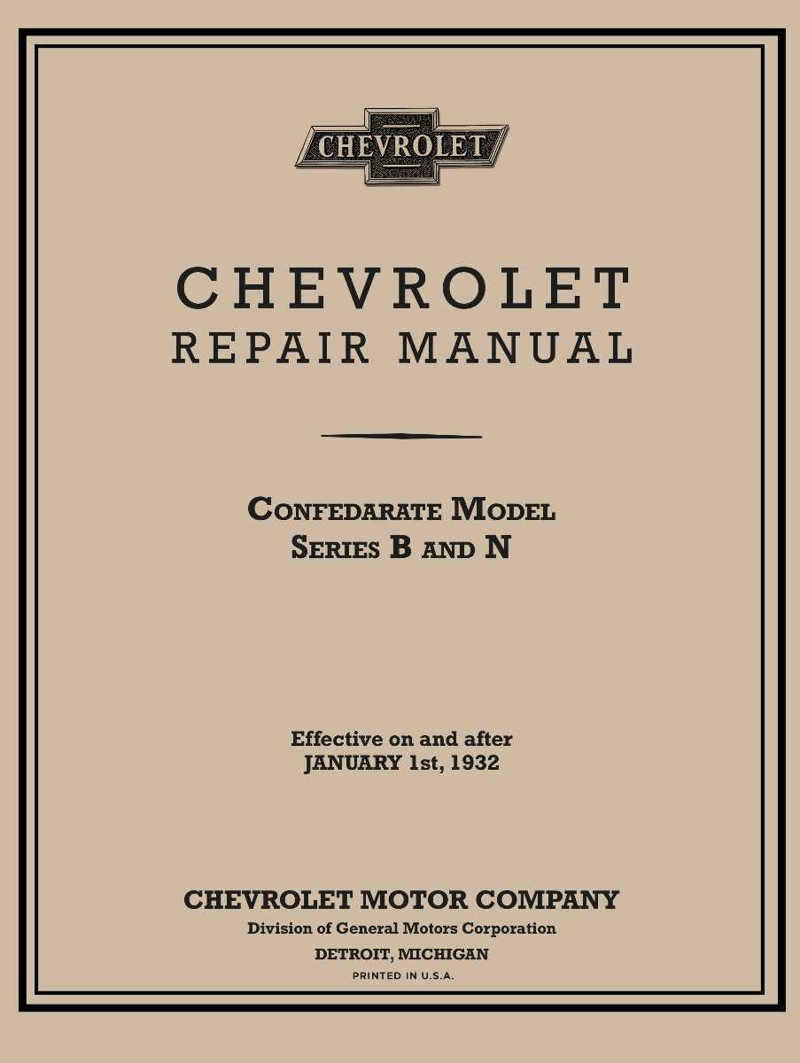 Service Manual for 1932 Chevrolet Car and Truck