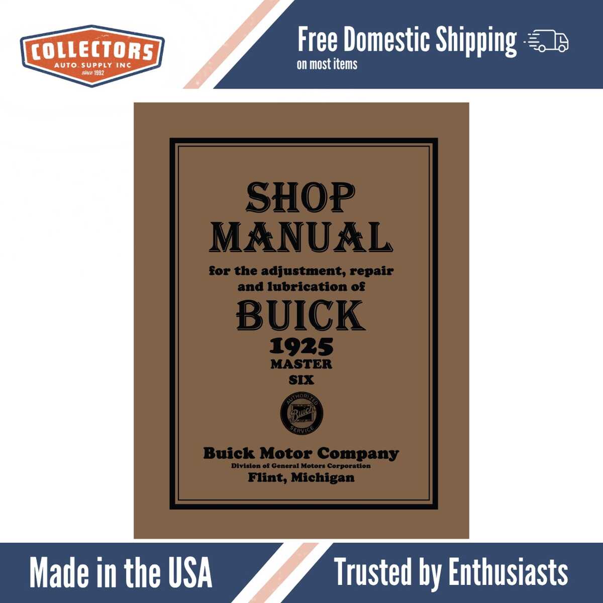 Service Manual for 1925 Buick Master Six