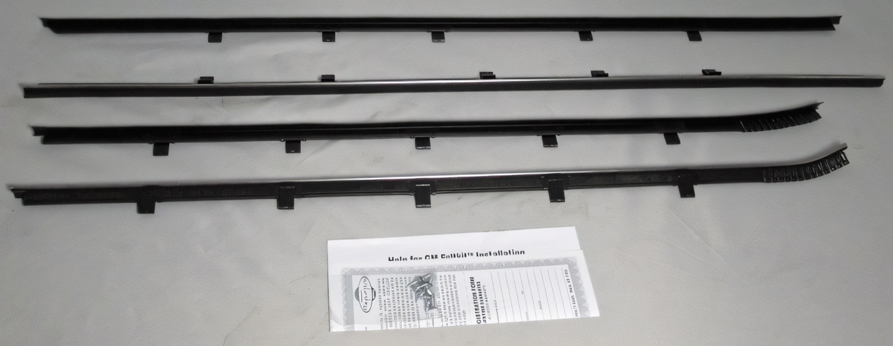 Window Sweeps Felt Kit for Pontiac Bonneville Bubbletop Hardtop - Front, Rear, Left & Right Outer Weatherstrip Set
