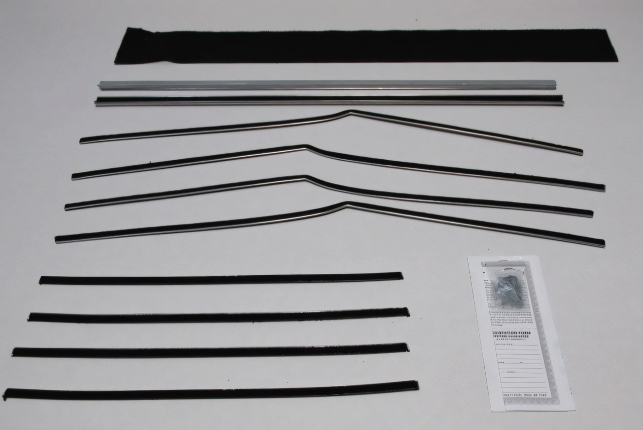 Window Sweeps Felt Kit Belt Line Weatherstrip for 1955-1957 Chevrolet Two-Ten Series Hardtop - Front Rear Inner Outer Black