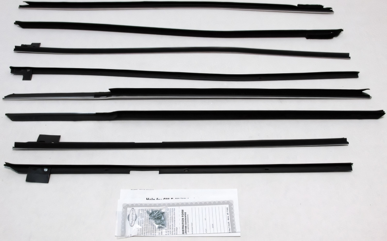 Window Sweeps Felt Kit Belt Line Weatherstrip for 1967-1968 Chevy Impala Hardtop Front Rear Black - 8 Pieces - US Made