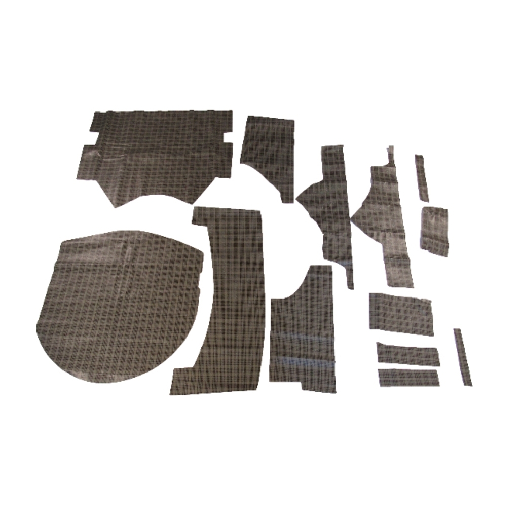 Trunk Floor Mat Cover for 1957-58 Ford Hardtop, Small Ford Plaid Vinyl, 13pc Kit, US-made OEM Quality.