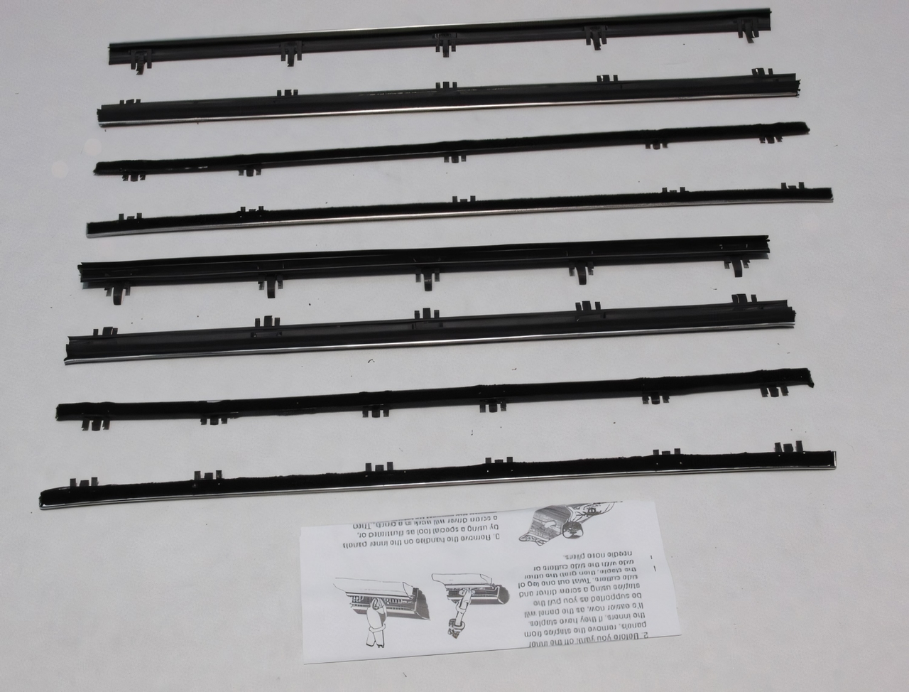 1966-67 Chevy II Nova 4 Door Sedan Window Sweeps Felt Kit - Front, Rear, Left & Right Inner/Outer Weatherstrip Set