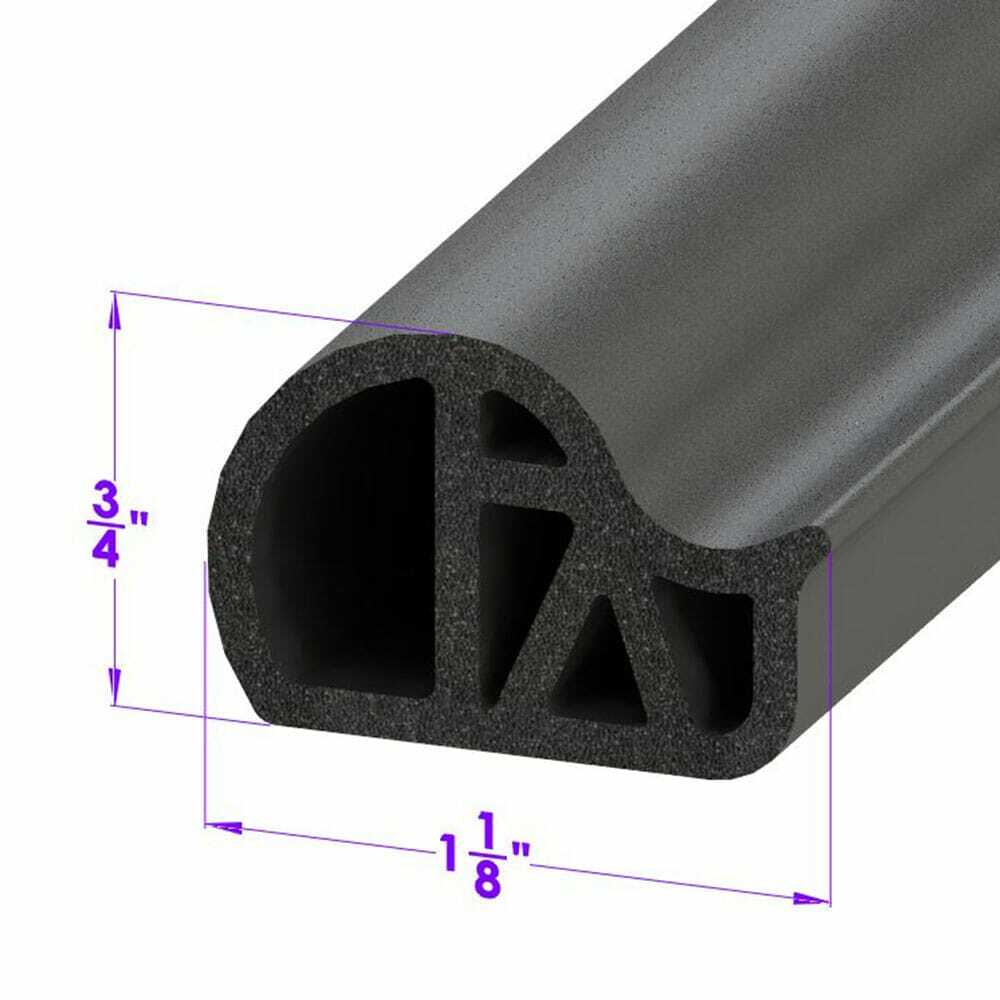 Door Seal for Universal Applications 1 Piece EDMP Rubber LP 123-V