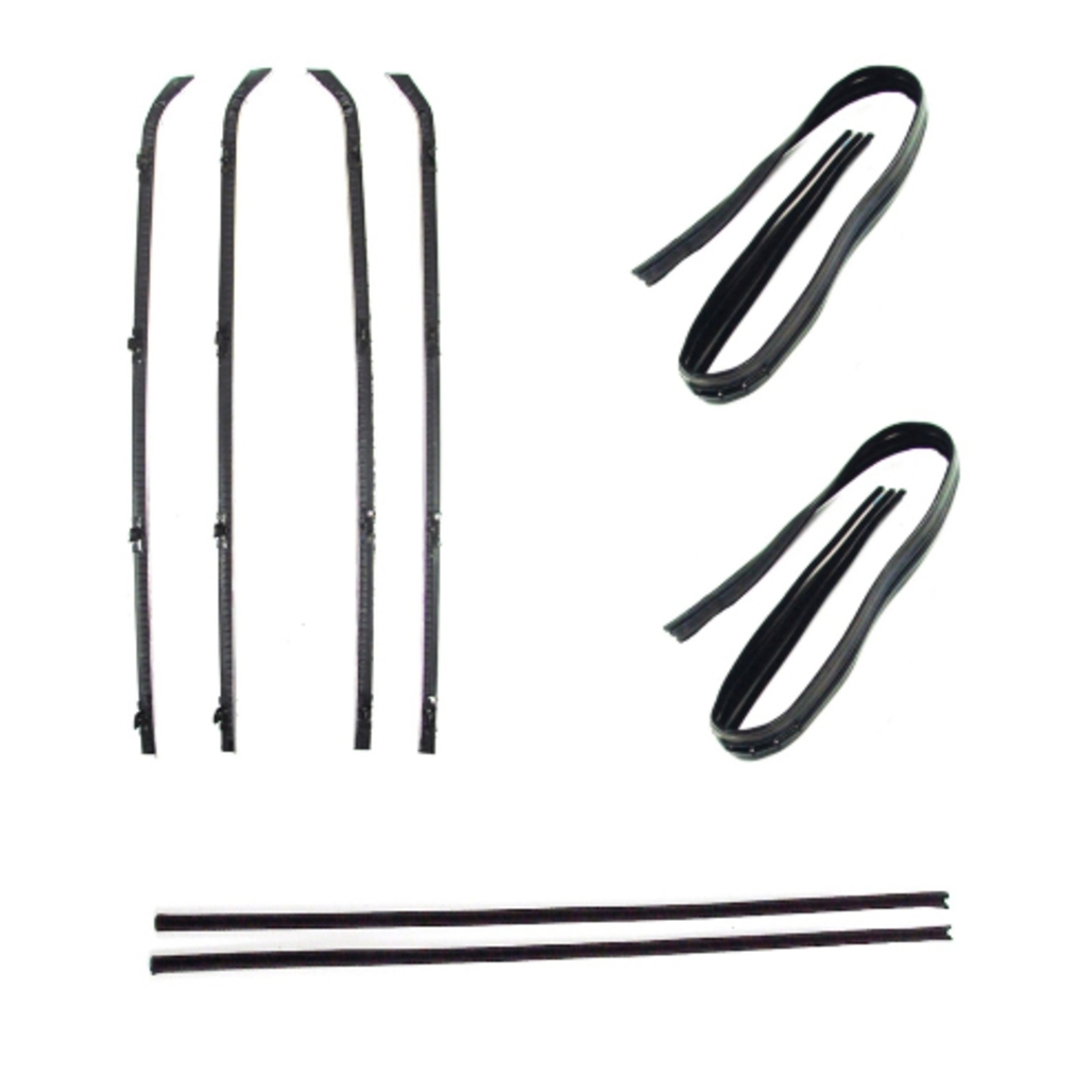 Window Sweeps Felt Kit Belt Line Weatherstrip for 1964-1966 Chevy/GMC - Chrome Left & Right Hand 8pc.
