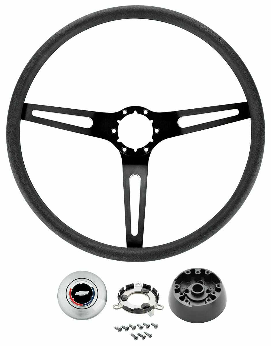 Steering Wheel Kit for 71-72 Chevelle, El Camino Monte Carlo Sprint Black Spokes