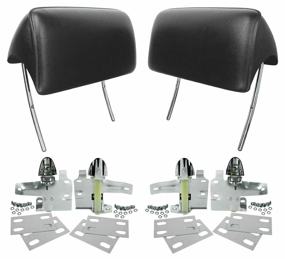 Headrests for 1966-1967 GM A Body Bucket, Black, w/ Mounting Kit
