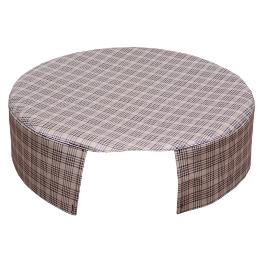 Trunk mat for 15-inch tire cover in gray plaid fleece, ideal for classic car restoration and interior upgrade.