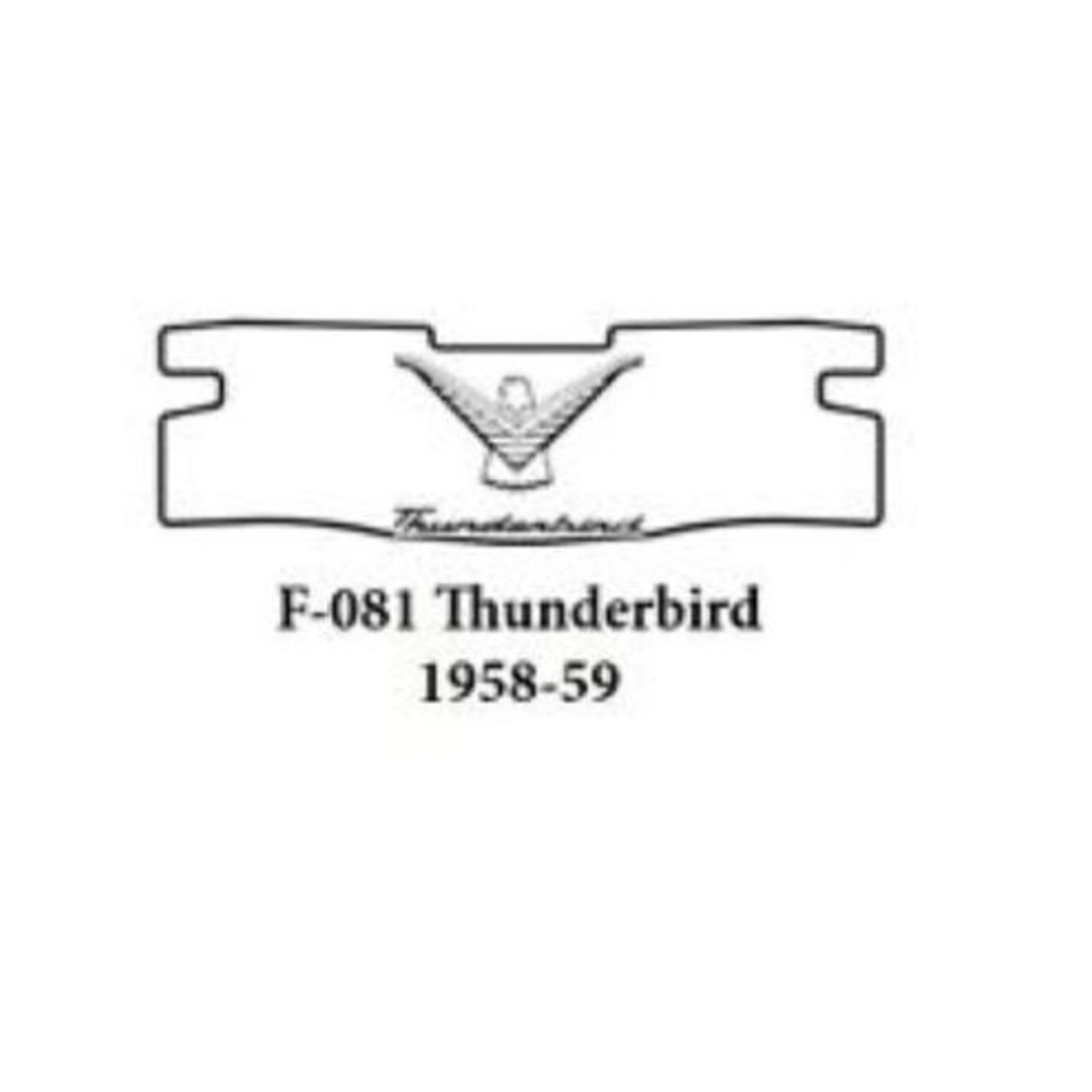 Trunk Floor Mat Cover for 1958-1959 Ford Thunderbird Convertible, Large Plaid Rubber Material, US Manufactured.