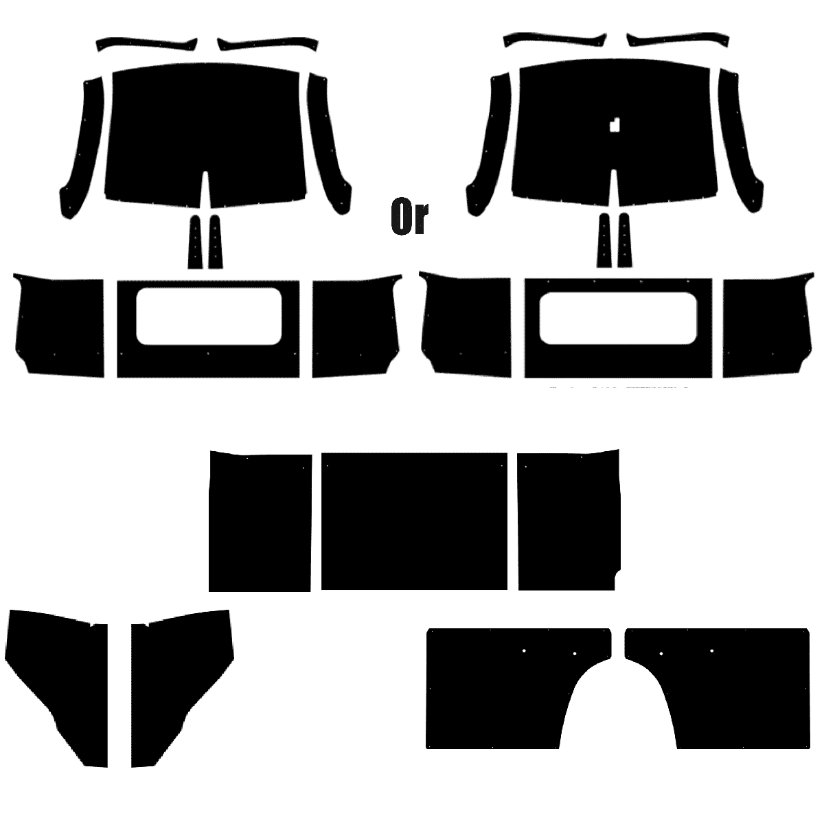 1954 Dodge Truck 3 Window Interior Kit (ABS), Headliner Panel (32' window), Door Header Panels w/Binding Tape, Windshield Stanchions w/Binding Tape, Rear Window Panel w/Binding Tape, Rear Quarter Panels w/Binding Tape, Kick Panels w/Binding Tape, , .
