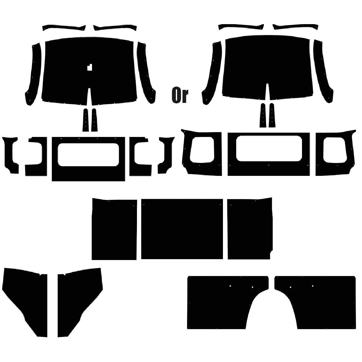 1954 Dodge Truck 5 Window Interior Kit (ABS), Headliner Panel (32' window), Door Header Panels w/Binding Tape, Windshield Stanchions w/Binding Tape, Rear Window Panel w/Binding Tape, Molded Rear Quarter Panels w/Binding Tape, Kick Panels w/Binding, .