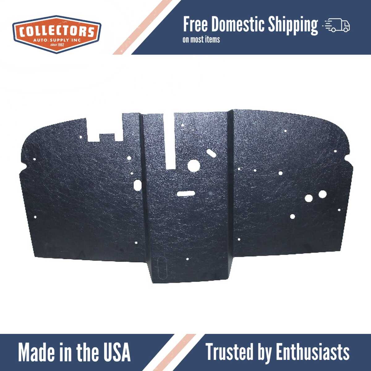 1939-1947 Dodge Truck Firewall Insulator..- Heat Bent..- Fits Regular Cab, and Cab-Over-Engine Models..- Heatshield..- Flat