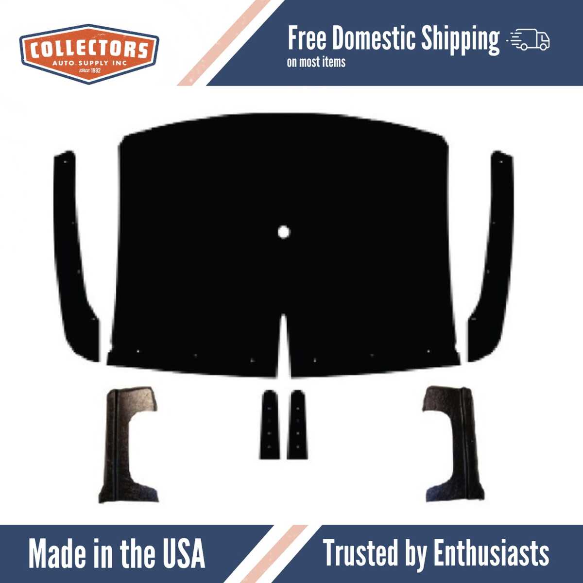 1955-1956 Dodge Large Window Truck Headliner with Molded Quarter Panels (ABS Plastic) w/ Binding Tape NO HARDWARE