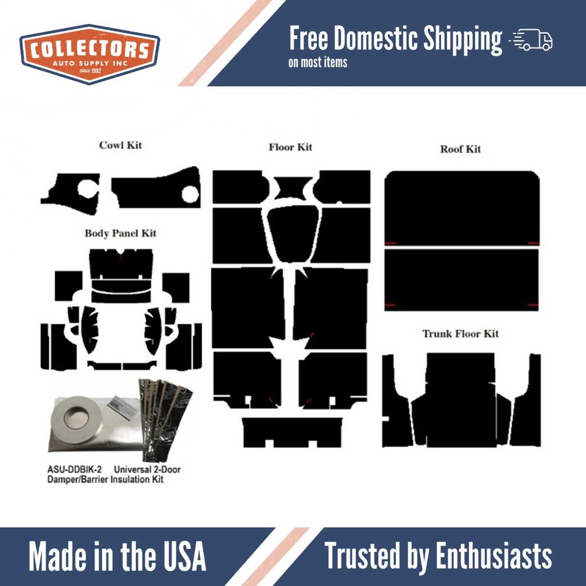 Insulation Sound Deadener Kit for 64-65 Ford Falcon Coupe Acoustishield Complete