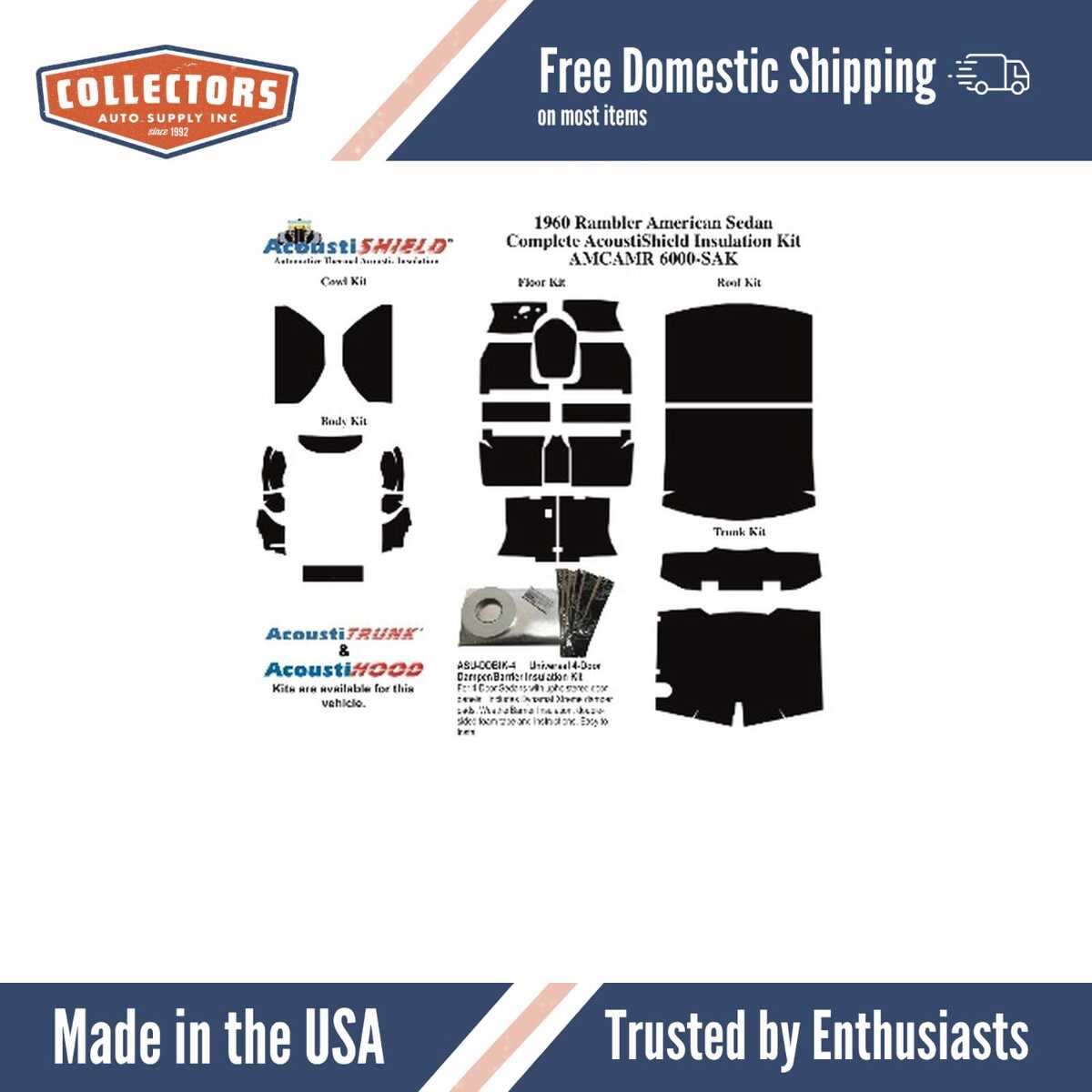 Insulation Sound Deadener Kit for 1960 Rambler American Sedan Acoustishield