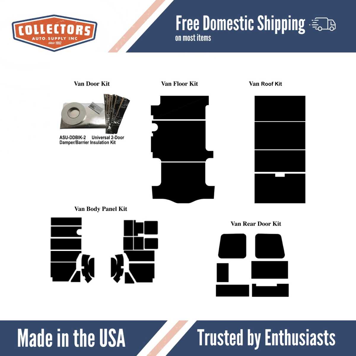 Insulation Sound Deadener Kit for 96-16 Chevy Express Van Acoustishield Complete