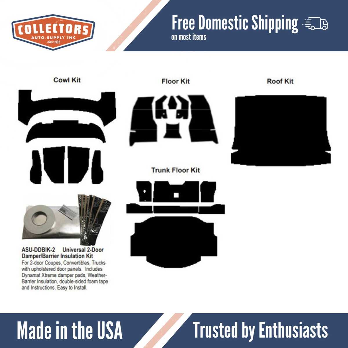 Insulation Sound Deadener Kit for 53-57 Corvette Coupe Acoustishield Complete