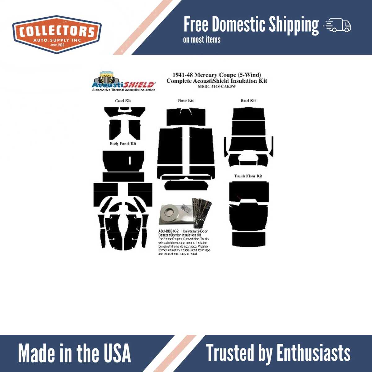 Insulation Sound Deadener Kit for 1941-1948 Mercury Coupe Acoustishield