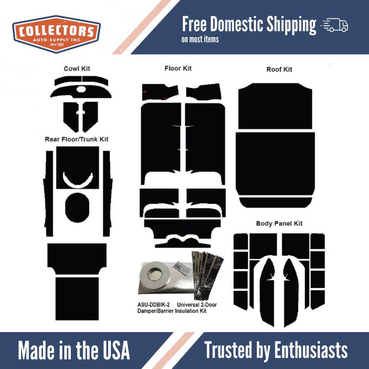 Insulation Sound Deadener Kit for 57 Chevrolet Panel Delivery Van Sedan Complete