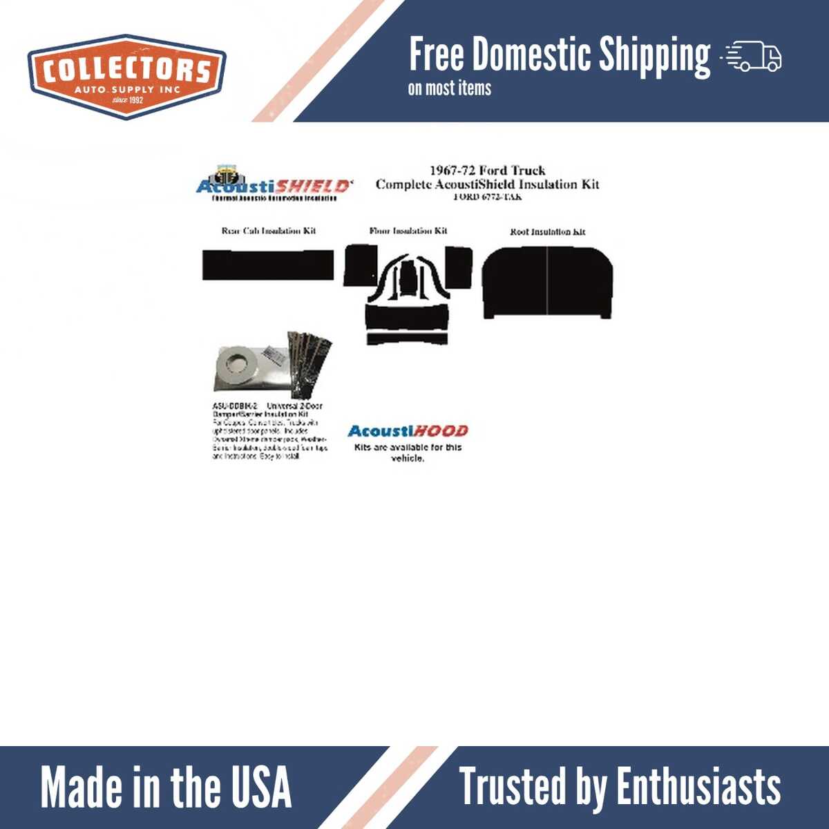 Insulation Sound Deadener Kit for 1967-1972 Ford Truck Acoustishield Complete