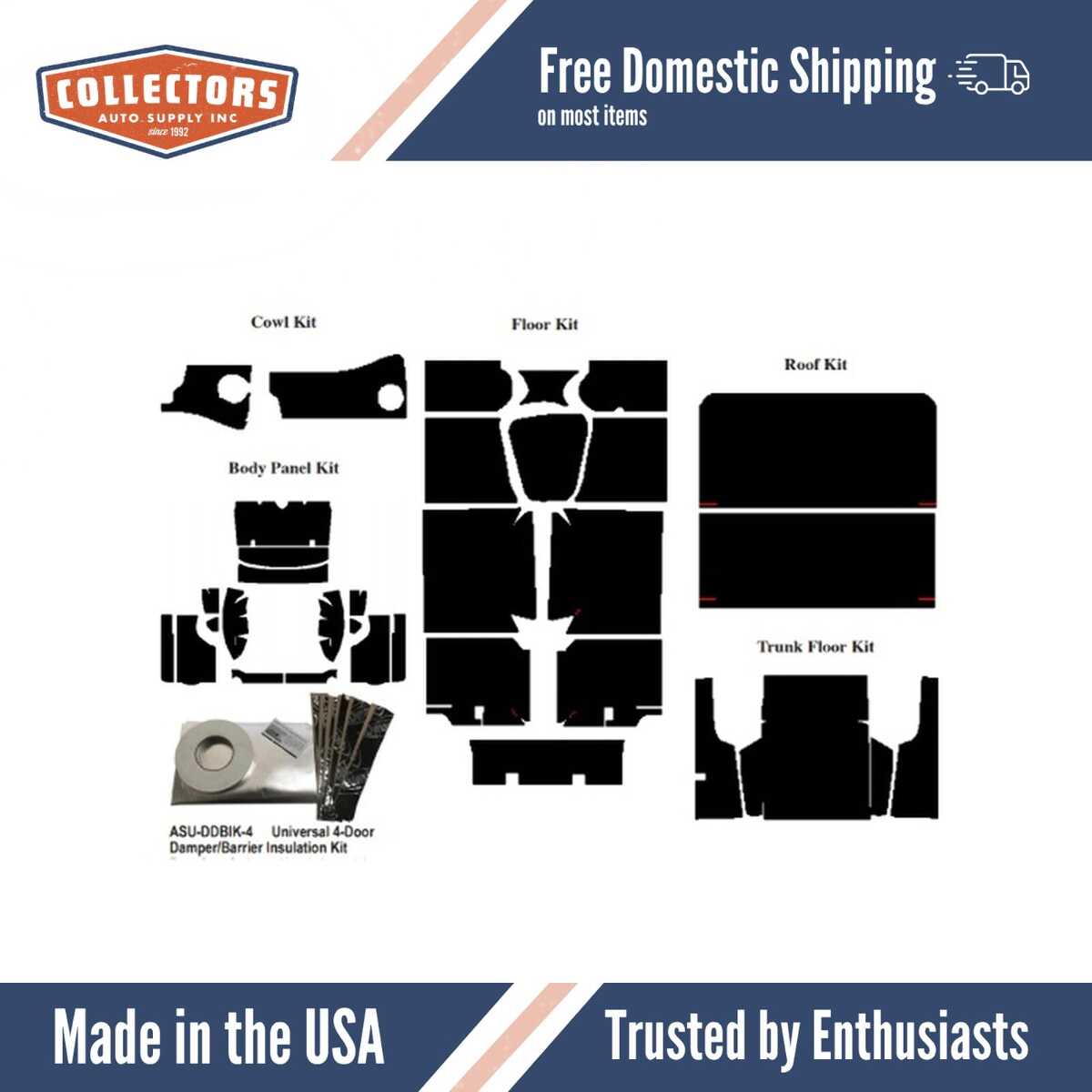 Insulation Sound Deadener Kit for 64-65 Ford Falcon Sedan Acoustishield Complete