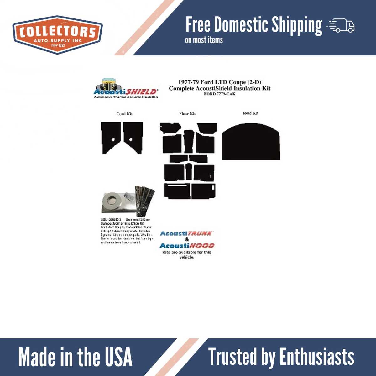 Insulation Sound Deadener Kit for 1977-1979 Ford Coupe Acoustishield