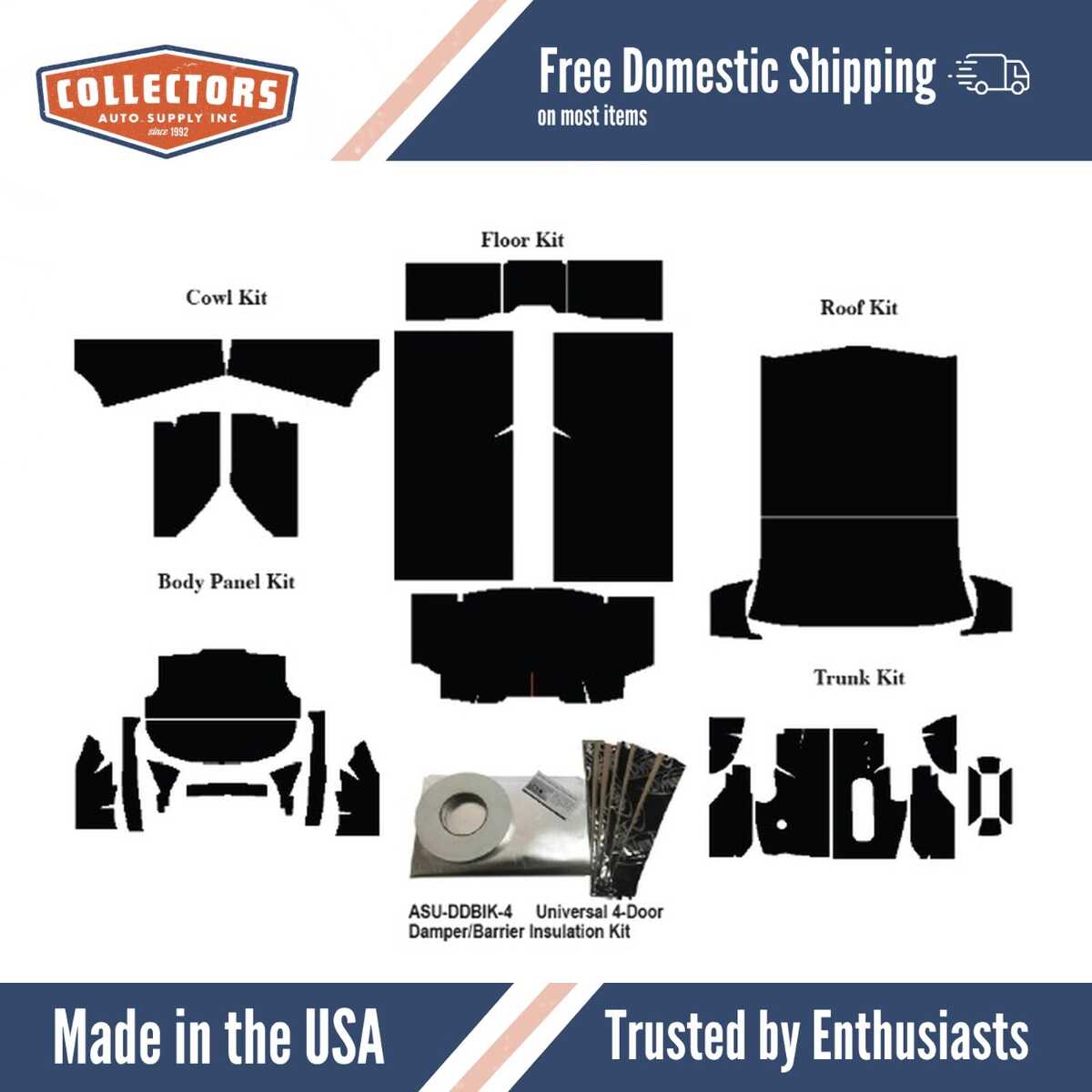 Insulation Sound Deadener Kit for 1949-1951 Ford Sedan Acoustishield Complete