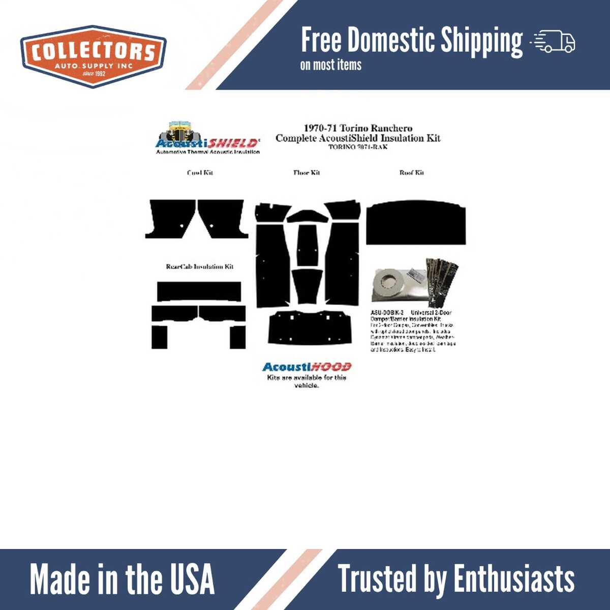 Insulation Sound Deadener Kit for 70-71 Torino/Ranchero Acoustishield Complete