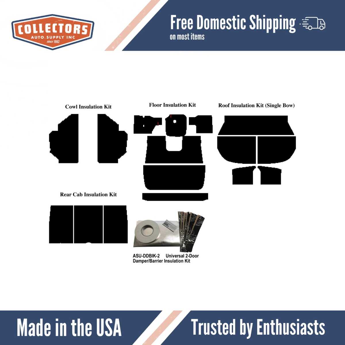 Insulation Sound Deadener Kit for 1937 Ford Truck Acoustishield Complete