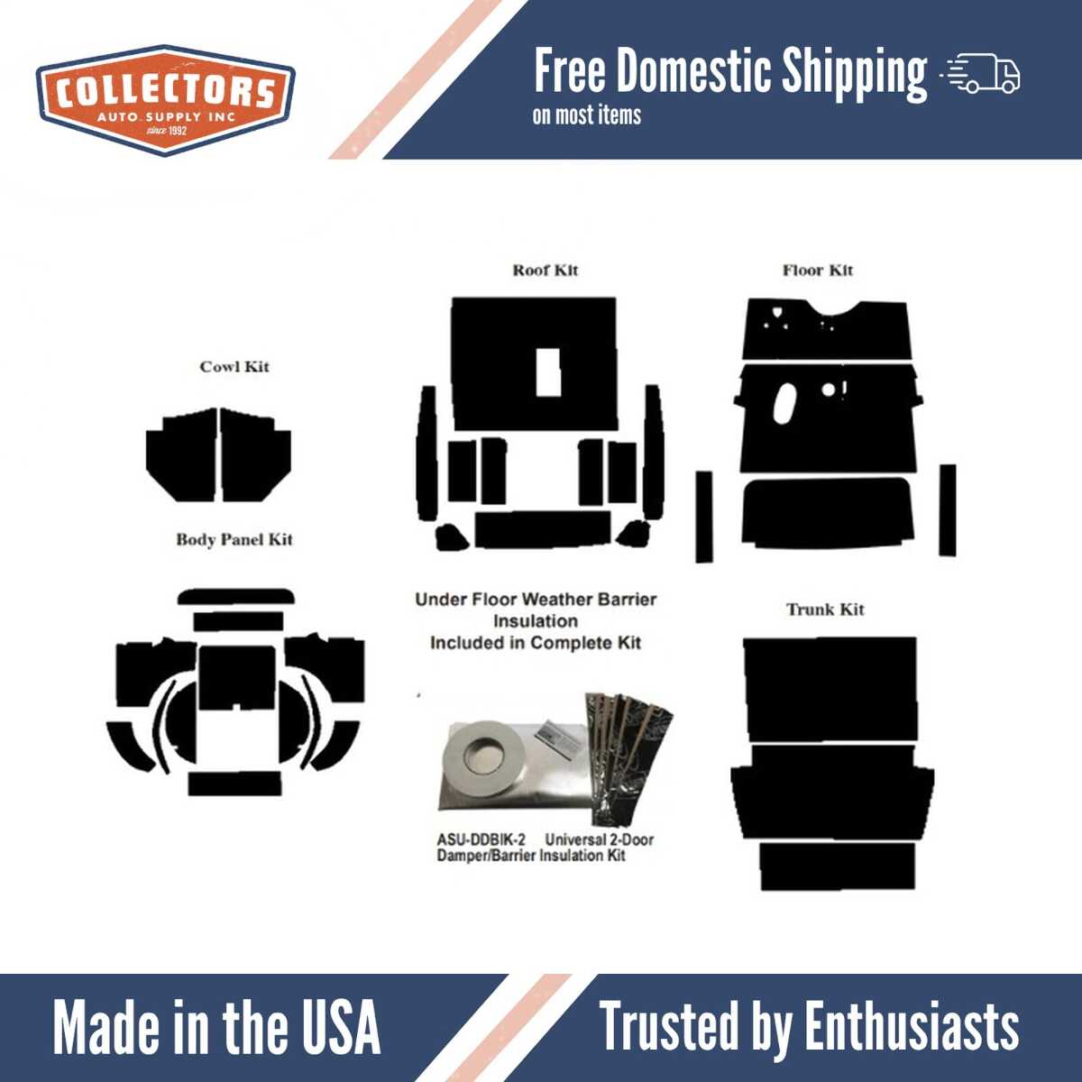 Kick Panel Insulation Kit for 1930-1931 Ford Model A Coupe Cowl