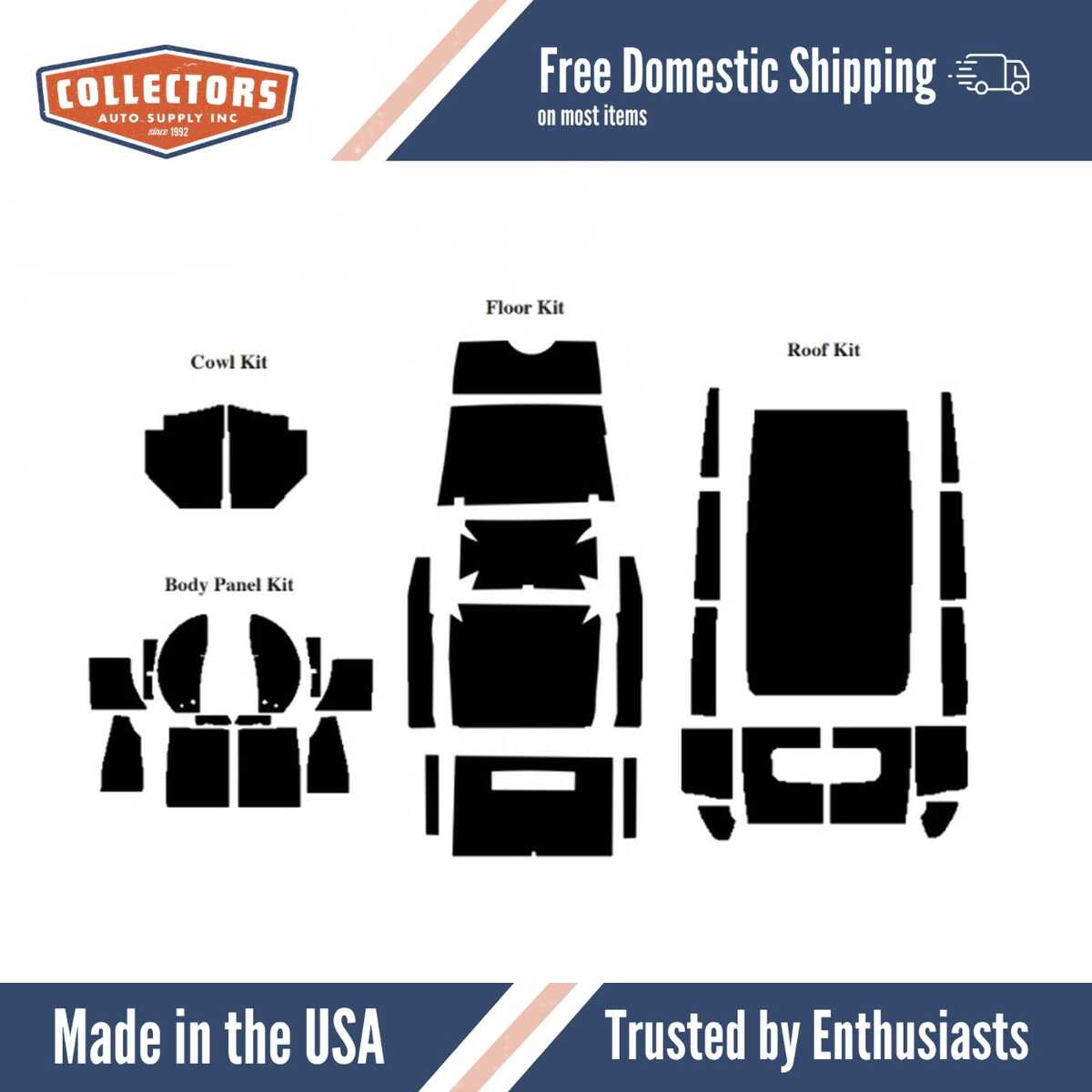 Insulation Sound Deadener Kit for 1930-31 Ford Model A Sedan Fordor Complete Kit