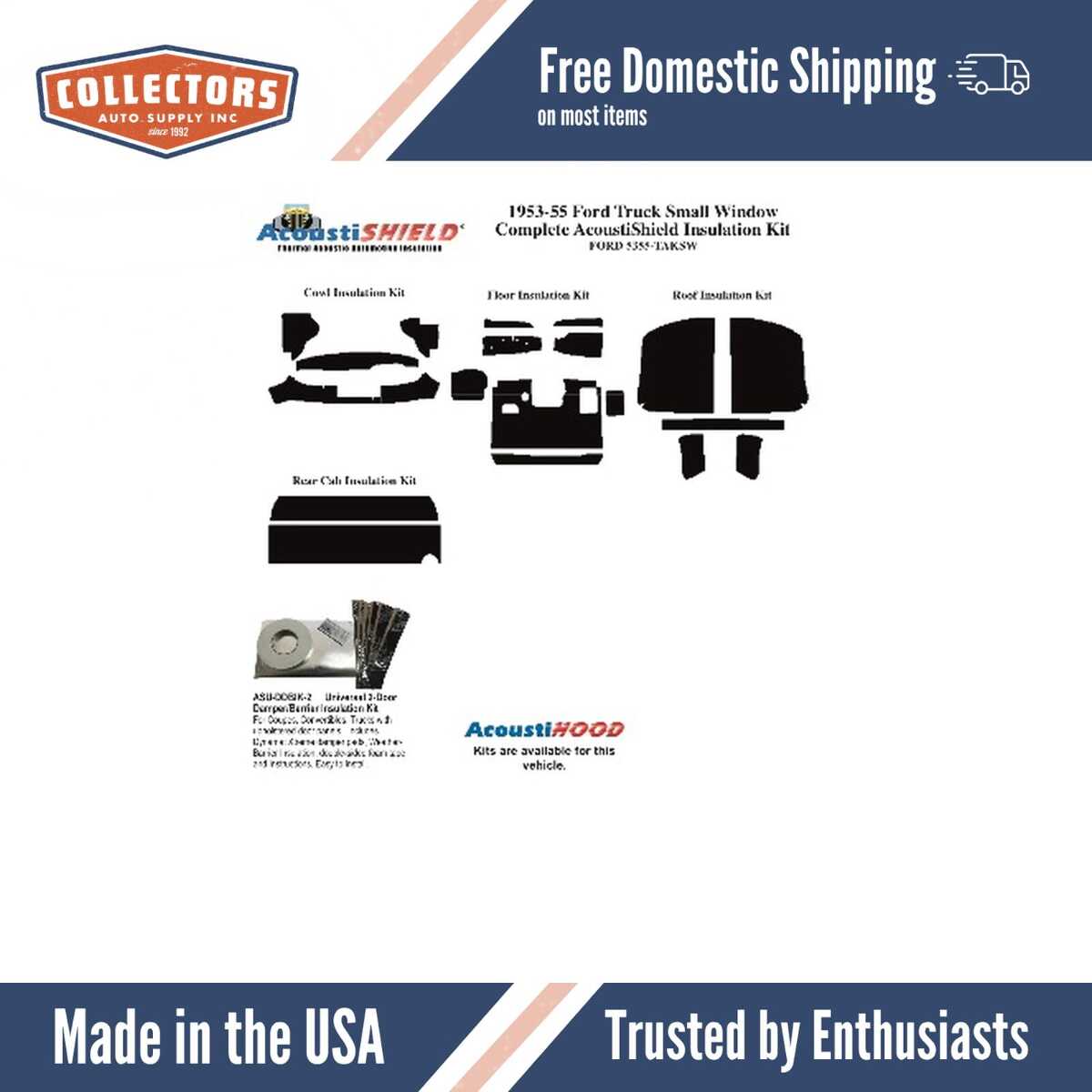 Insulation Sound Deadener Kit for 1953-1955 Ford Truck Acoustishield Complete