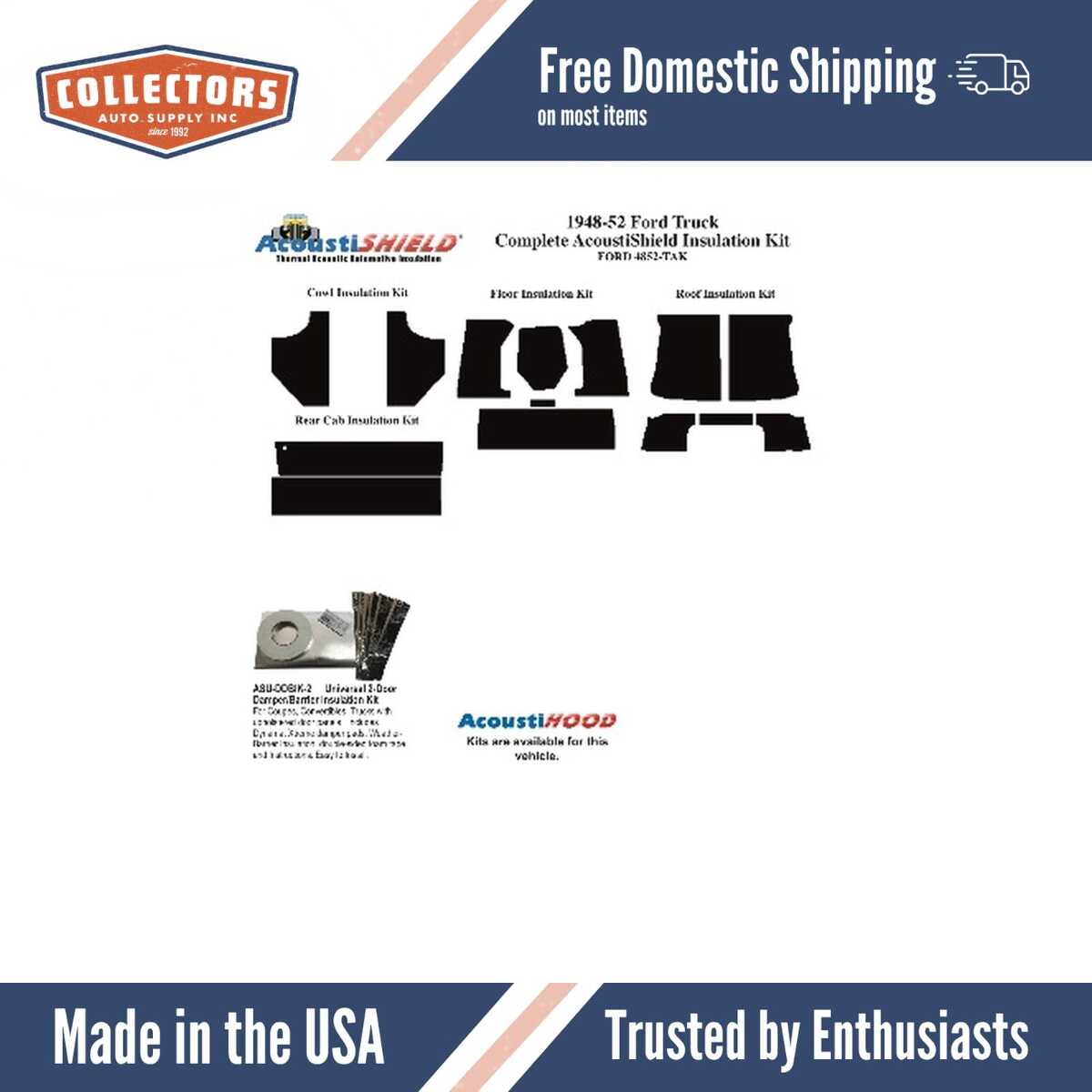 Insulation Sound Deadener Kit for 1948-1952 Ford Truck Acoustishield Complete